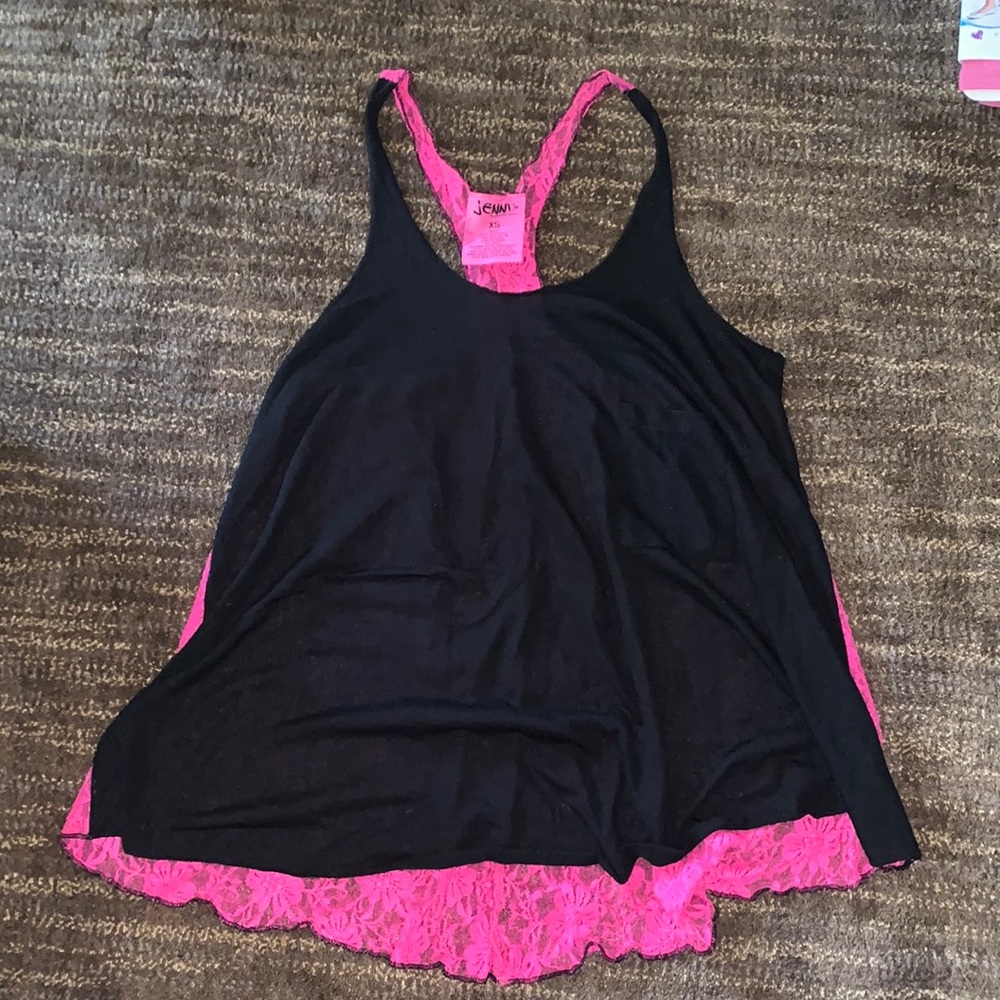 Neon pink & black tank